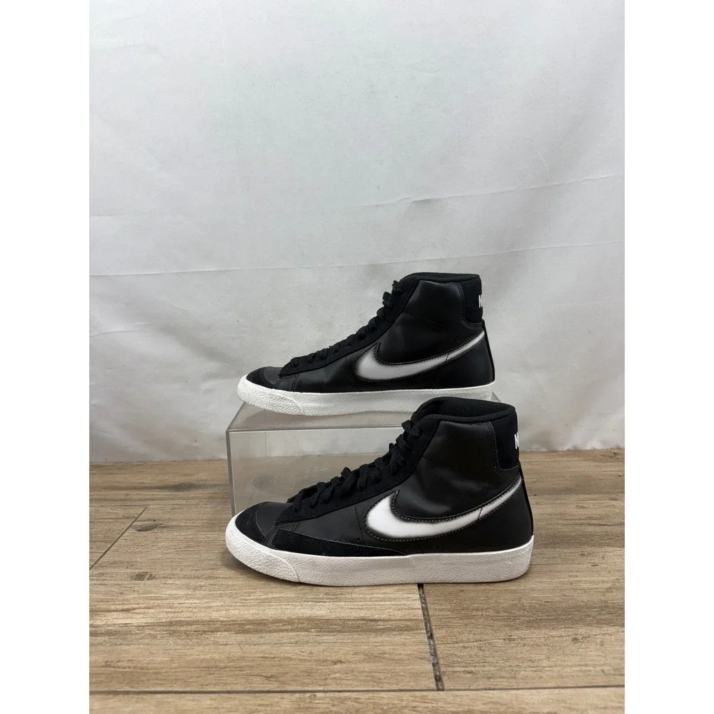 Nike Blazer Mid 77 Black White‎ Leather High Top Sneakers Shoes Men's Size 8